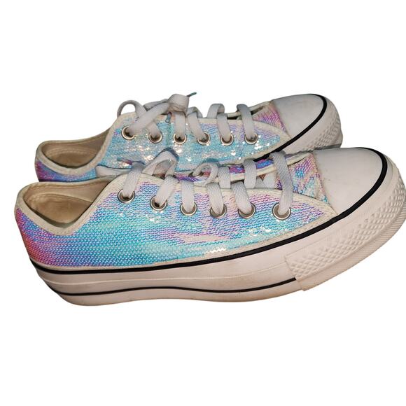 CONVERSE EUC WOMENS SZ 8 ALL STAR SEQUINED SNEAKER SHOES - Picture 2 of 9